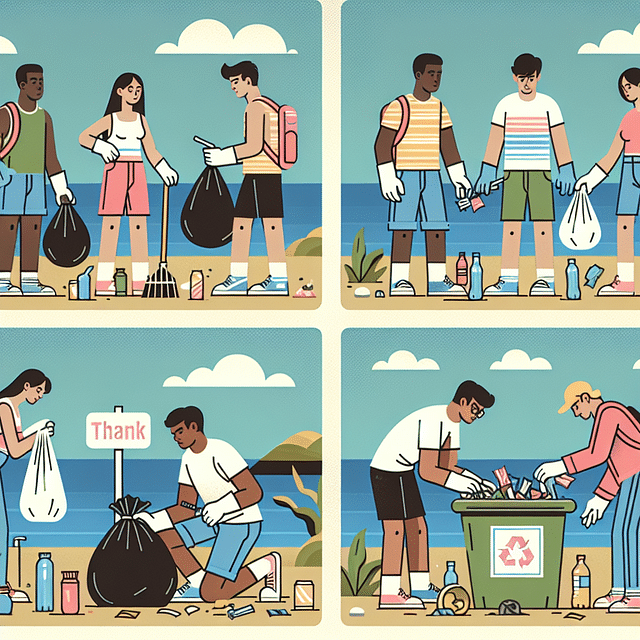 volunteers participating in a beach clean-up