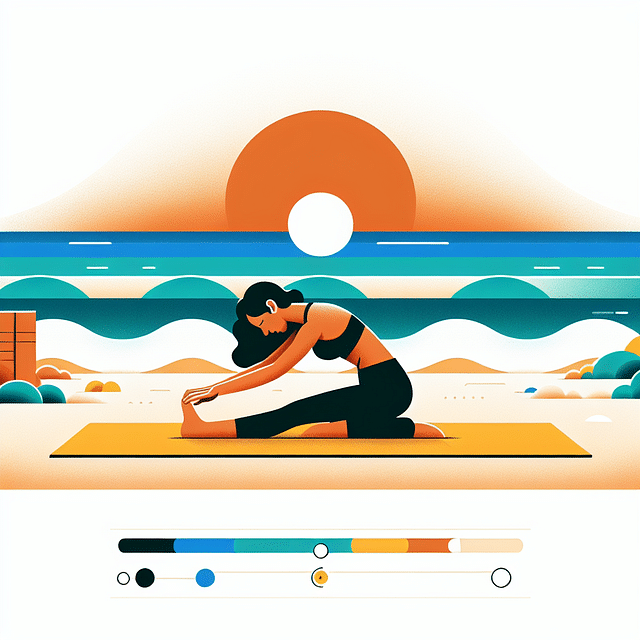 illustration of a person in Seated Forward Bend Pose on a beach mat