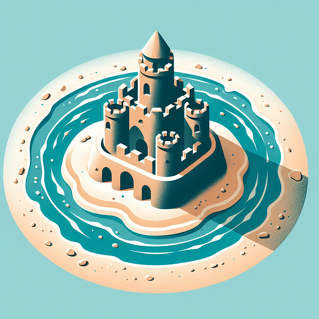 sandcastle foundation with moat on the beach