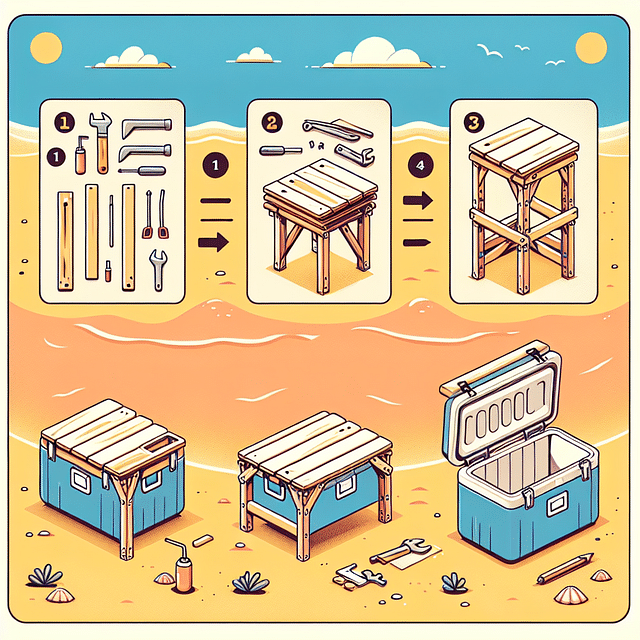 foldable beach table with a cooler