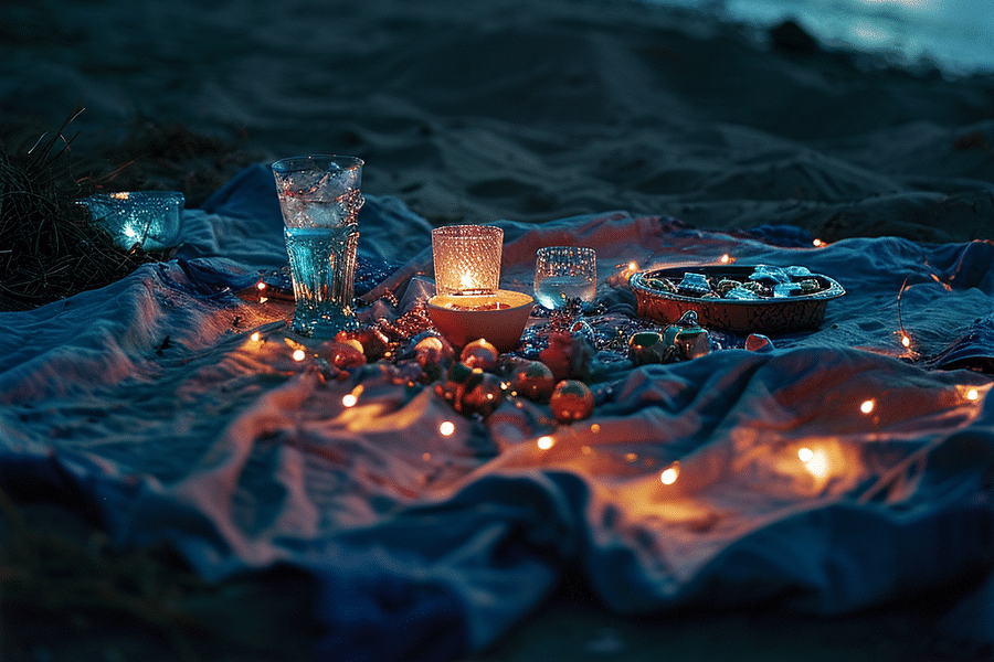 romantic beach blanket