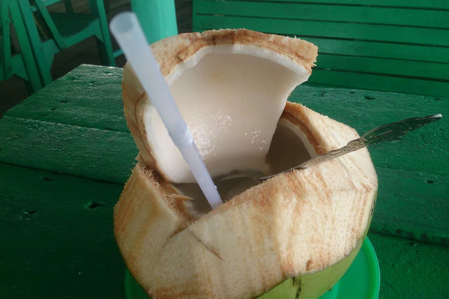 fresh coconut water on beach
