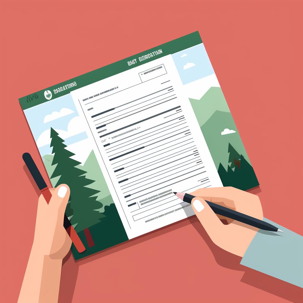 A hand filling out the Grayton Beach driving permit application form