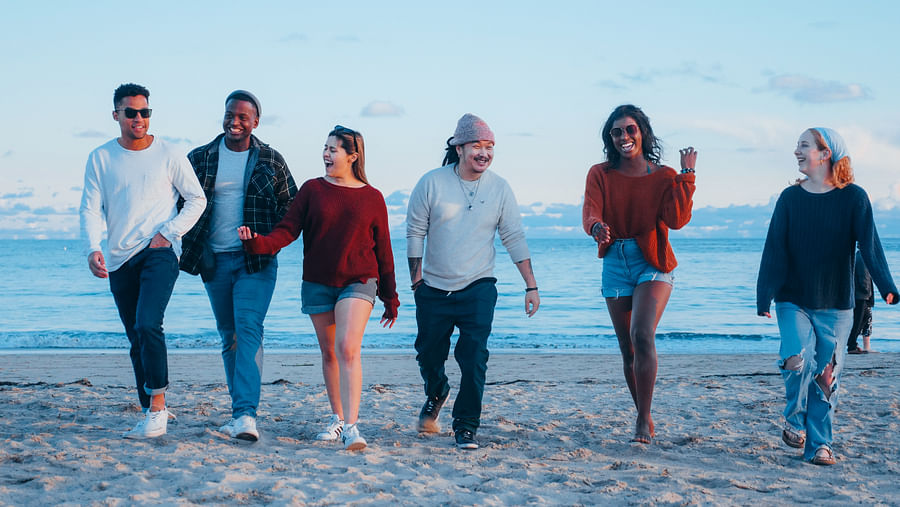 Volunteers participating in a beach clean-up activity