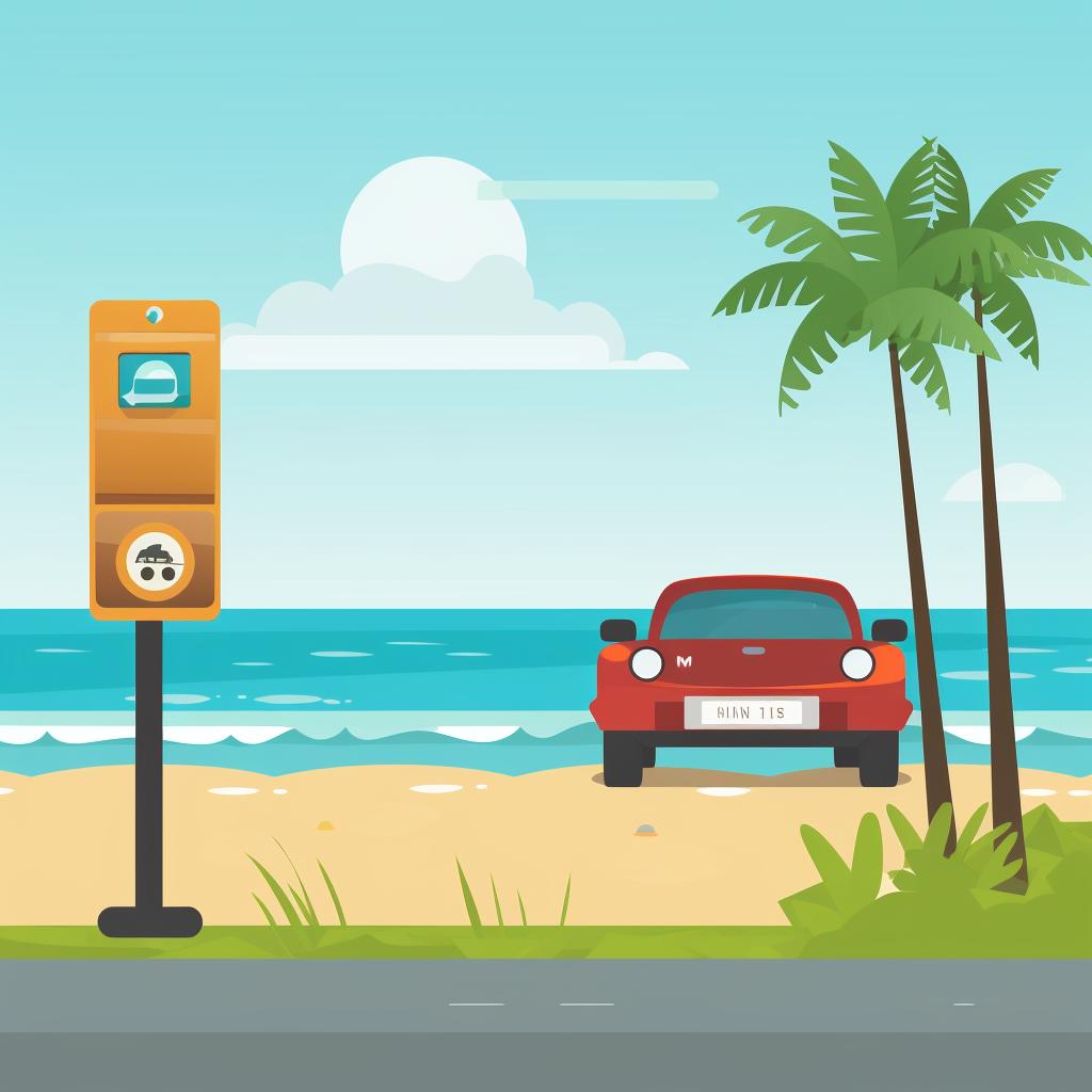 A signboard displaying beach driving regulations